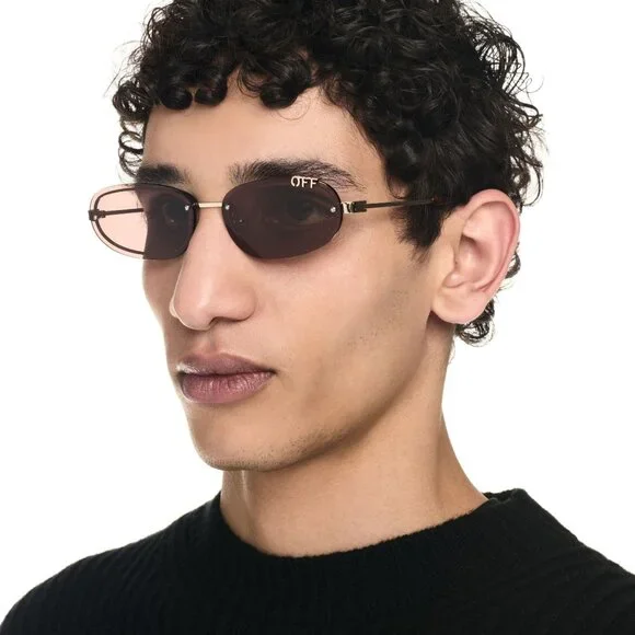 Off-White MIAMI Women Sunglasses Gold Brown Oval OERI13M MIAMI 7664 NEW AUTHENTI